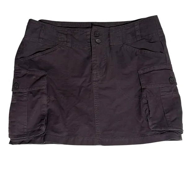 Brandy Melville Cargo Mini Skirt Brown Cotton Utility‎ One Size - Image 3