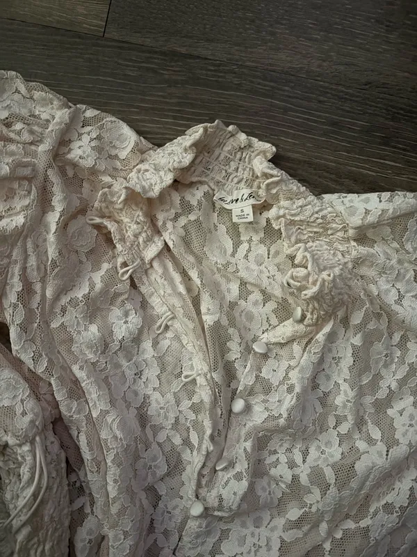 For Love & Lemons Violetta White Lace Top. Size Small - Image 4