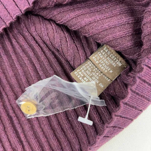 J McLaughlin Sweater Womens L Purple Turtleneck Tight-Knit Button Cuff Pullover - Image 5