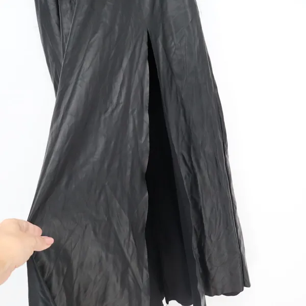 SHEIN Black Faux Leather Maxi Skirt High Waist Side Slit A-Line Size 4 - Image 3