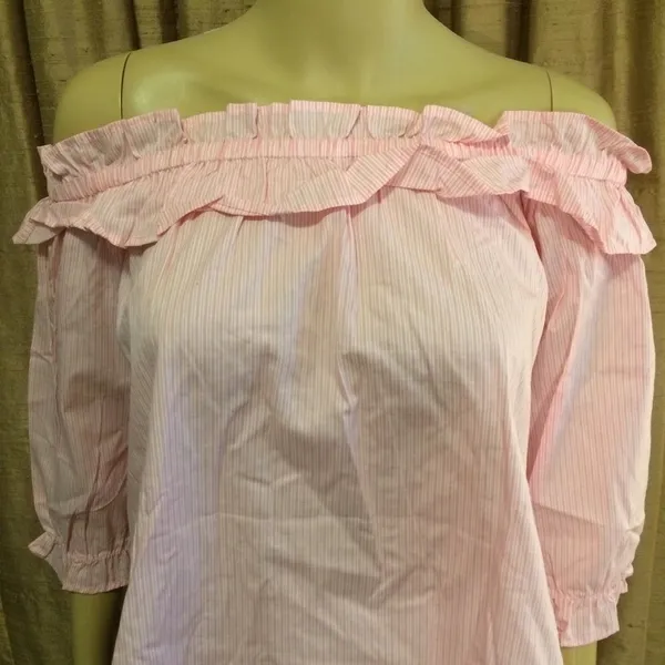 Heart & Hips 100% Cotton Candy-Striped Off the Shoulder Top - Image 4
