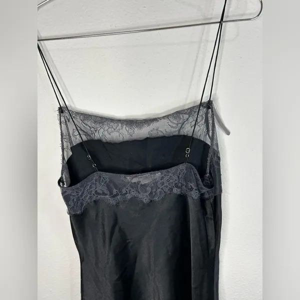 Victoria’s Secret Black Lace Trim Slip Dress Cami XS Sheer Lingerie - Image 5