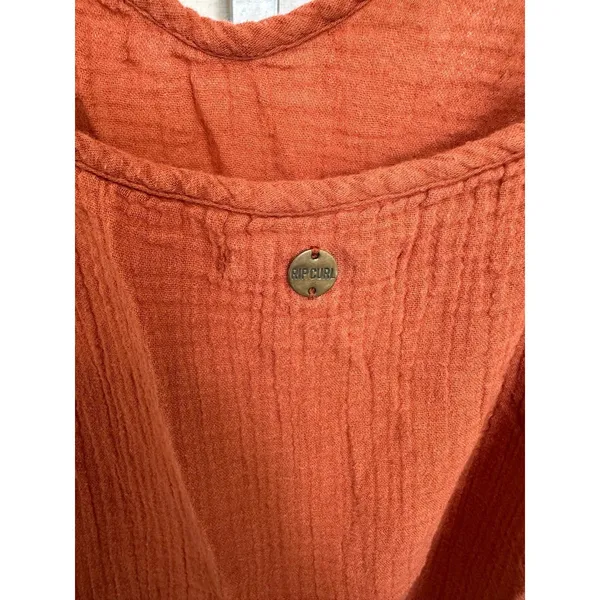 Rip Curl Juniors Rust 100% Cotton Crinkle Gauze Spaghetti Strap Dress XS - Image 3