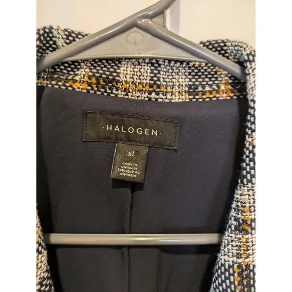 Halogen Blazer Womens XL Multicolor Plaid Tweed Single Breasted One Button - Image 8