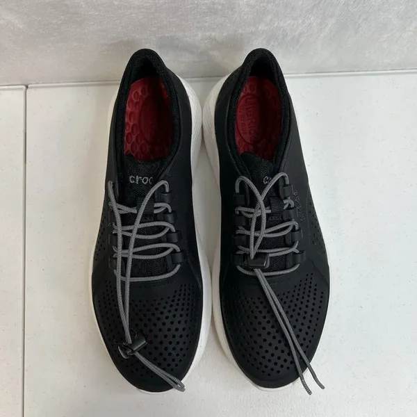 Crocs Sz 9 LiteRide Pacer Lace Up Sneaker Women's Lightweight Black Croslite‎ - Image 7