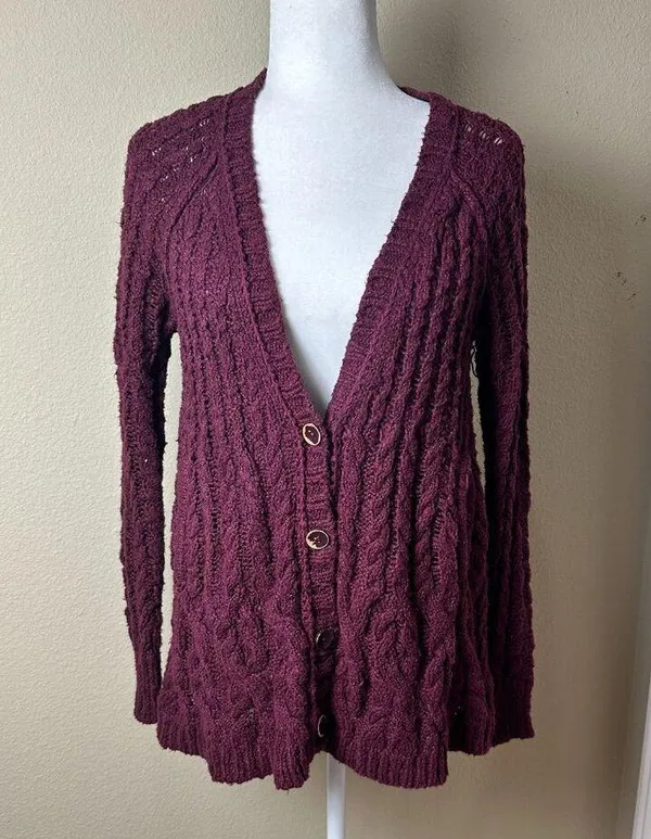 FREE PEOPLE Cable Knit Oversized Cardigan Sweater Size XS - Image 2