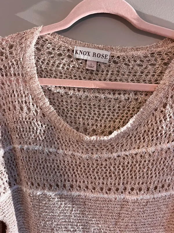 Boho Knit Sweater Tan Size L - Image 4