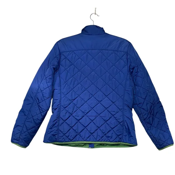 Lands End Blue‎ Quilted Primaloft Puffer Jacket Womens Size S 6-8 Green Lining - Image 3