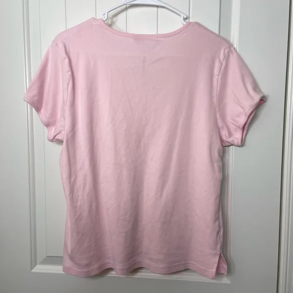 Charter Club women’s light pink v-neck cut short sleeve simple‎ tshirt large - Image 5