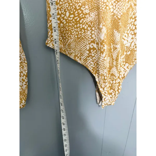 Free People X REVOLVE Maize Gotcha Yellow Animal Print Long Sleeve Bodysuit S - Image 5