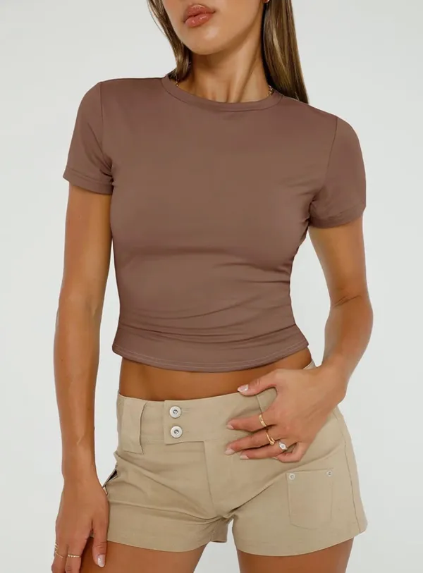 Amazon Brown Basic Crop Top - Image 4