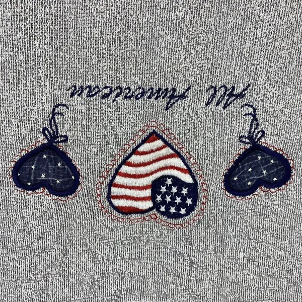 Americana USA Vintage Sweatshirt Women's Size‎ Large Gray 4th July All American - Image 2