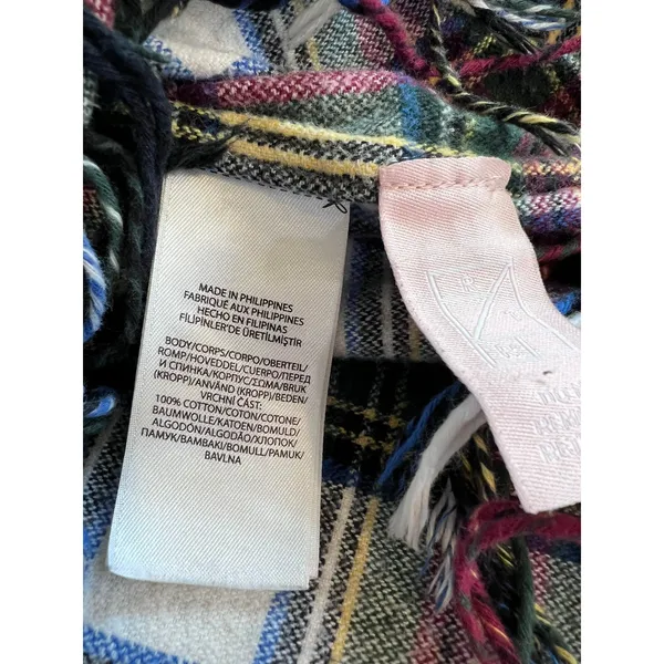 Polo Ralph Lauren Patchwork Plaid Fringe Flannel Shirt Multi Color XS - Image 5