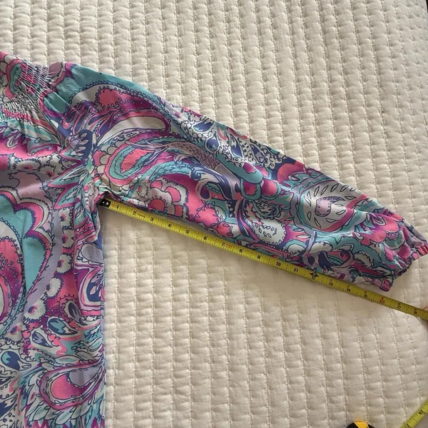 Lilly Pulitzer Elsa Silk Blouse Top Blue Pink Purple Multi Color Sz S Small - Image 7