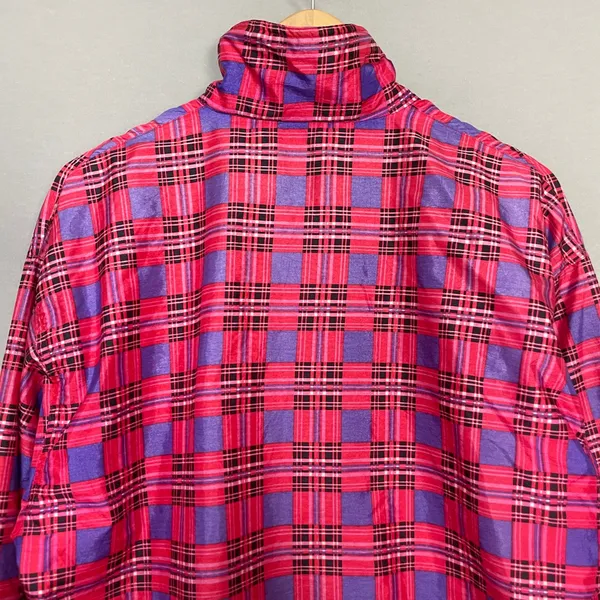 Vintage Jacket Plaid Nylon Pink Purple Zip-Up Windbreaker Lined Retro Women 90s - Image 5