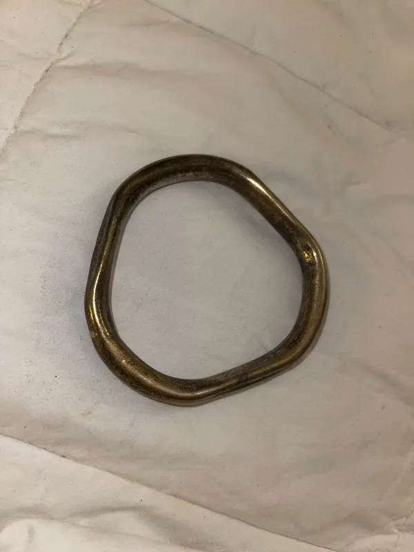 Abstract Shaped Metal Bangle Bracelet in Antique Gold Tone - Image 2