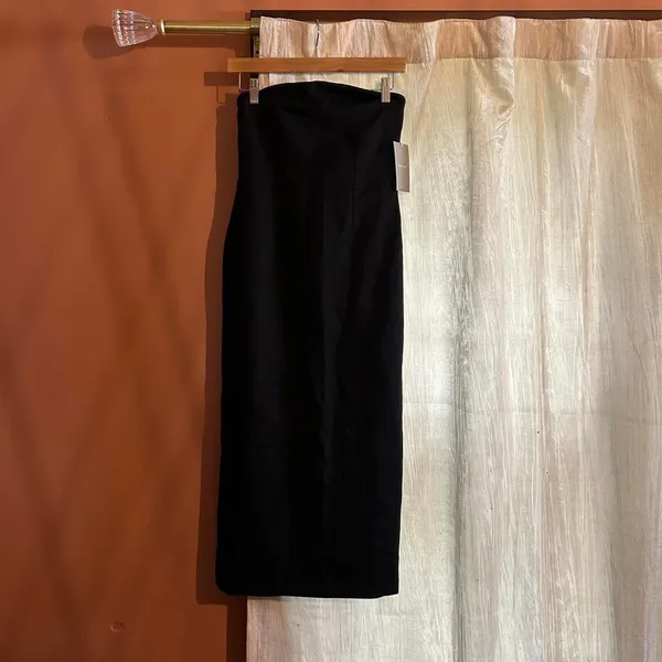 Everlane The Dream Strapless Dress Black Midi Organic Cotton Bodycon NWT Size XS - Image 3