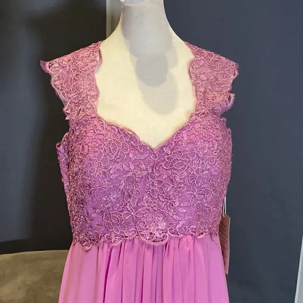 Women’s Lace & Chiffon Dress Empire Waist Corset Back Bridesmaid Size 12 NWT - Image 2
