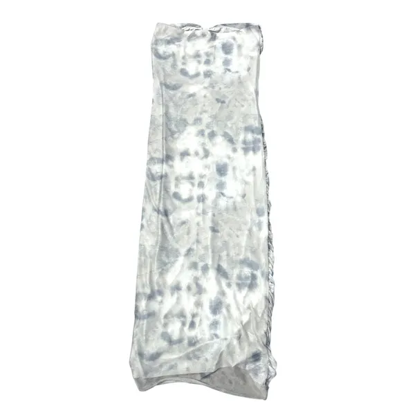 Zara Womens Strapless Ruched Mesh Maxi Dress Gray White Glam Luxe Sultry Small‎ - Image 3