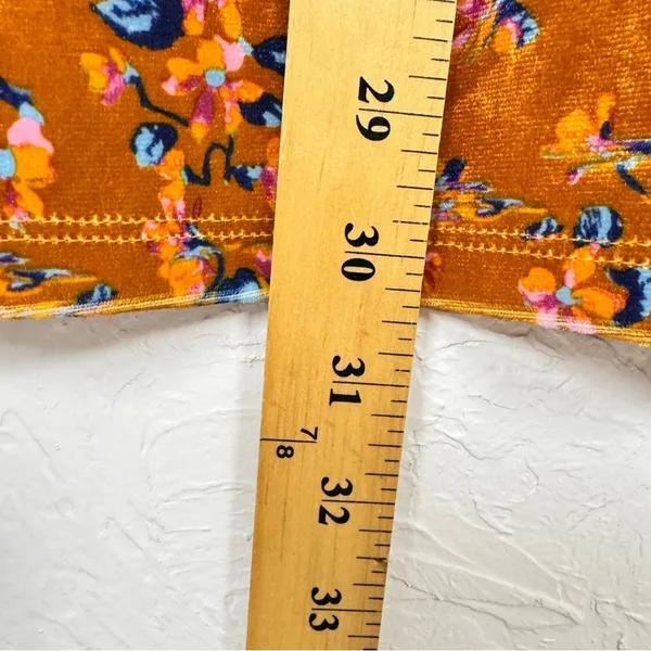 Savage Fenty Orange Velvet Floral Mini Dress Womens 10 Short Sleeve High Neck - Image 7