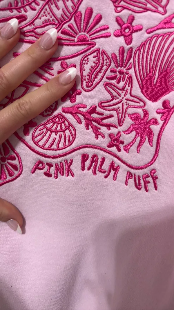 Pink Palm Puff Hoodie - Image 4