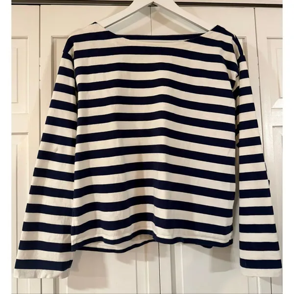 J.Crew navy striped boatneck relaxed shirt size M - Image 3