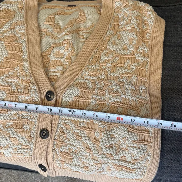 Free People Beige and Cream Knit Vest Geometric Pattern Sweater - Image 6