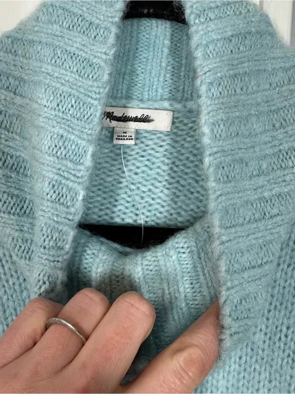 Madewell Chunky Knit Alpaca Blend Turtleneck mint blue size‎ medium nwt - Image 3