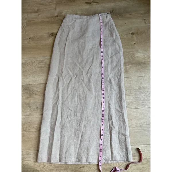 EUC Eileen Fisher Delave 100% Linen Wrap Skirt Beige Coastal MADE IN USA size S - Image 5