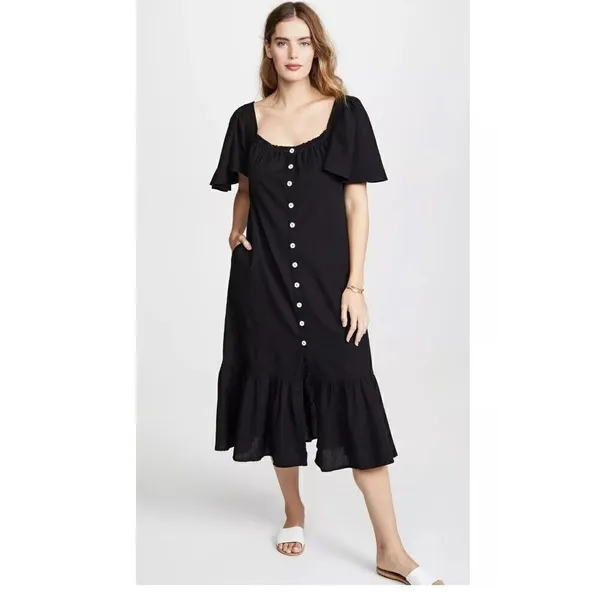 Free People Sweet Sunday Midi Dress Endless Summer Buttondown Black XS - Image 9