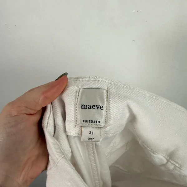 Maeve The Colette Cotton Pants White Wide Leg Crop High Rise Office Womens 31 - Image 5