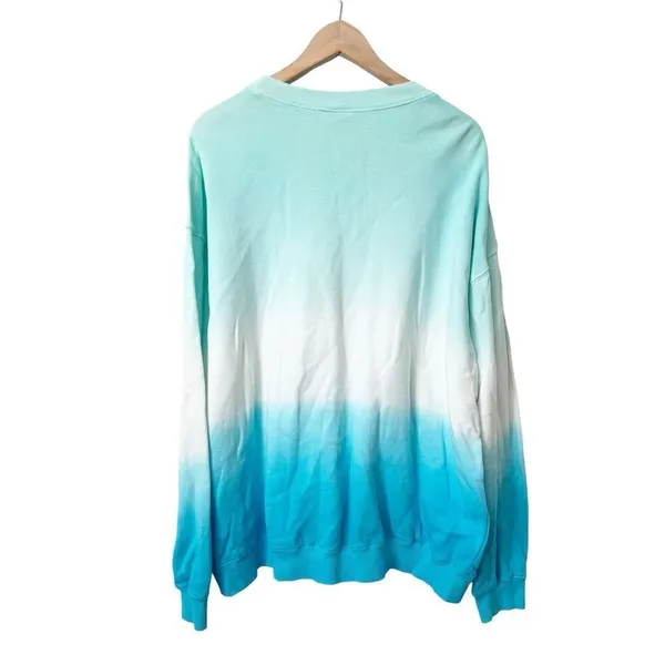 Disney Disneyland Blue Teal White Ombré‎ Cotton Crewneck Pullover Sweatshirt Size XL - Image 3