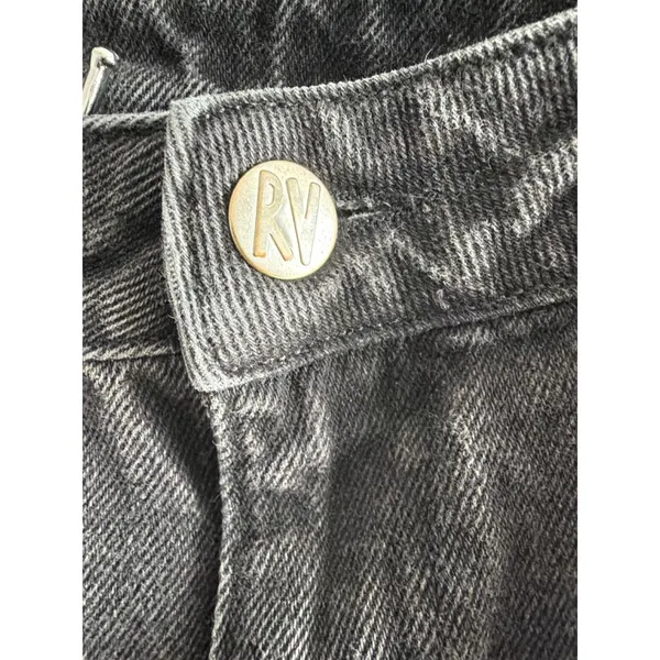 Reclaimed Vintage Inspired Womens High Rise Flared Raw Hem Jeans Washed Black 29 - Image 5