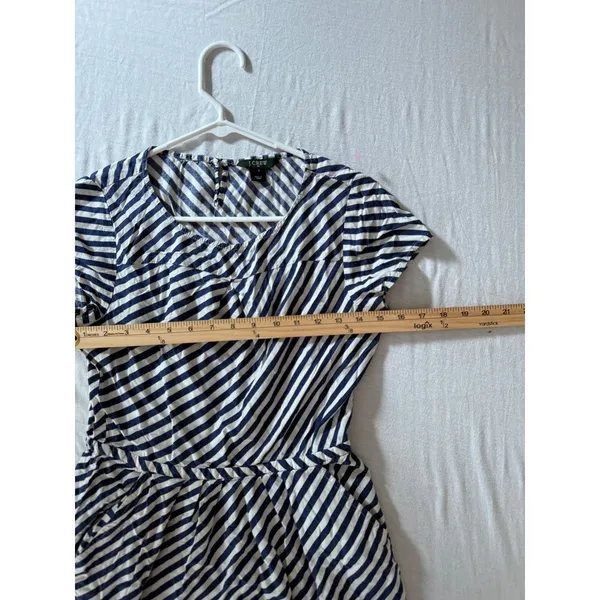 J.Crew Navy Blue White Striped Short Sleeve Pocket‎ Dress Size 2 Nautical Casual - Image 8