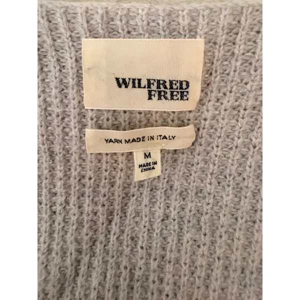 Wilfred Free Wolter Aritzia Gray V-Neck Waffle Knit Wool Pullover Sweater M - Image 6