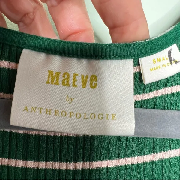 Anthropologie Maeve Green Striped Ribbed Knit Maxi Dress Small - Image 12