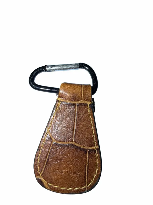 Dooney & Bourke brown leather keychain carabiner - Image 2