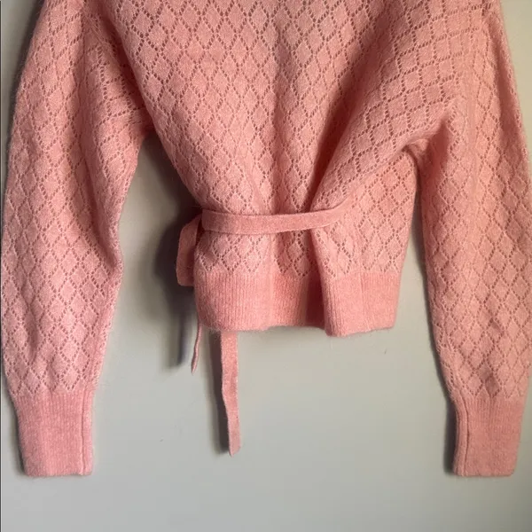 NEW & OTHER STORIES Pointelle Knit Wrap Cardigan Small - Image 8