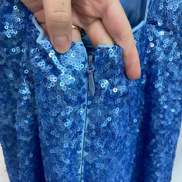 Azazie women's baby blue sequin high neck jeweled‎ maxi formal gown prom dress 6 - Image 5