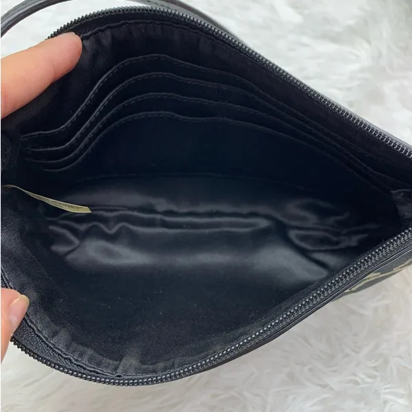 y2k COACH Black Signature Canvas Mini Purse Wristlet with Card Slots - Image 8