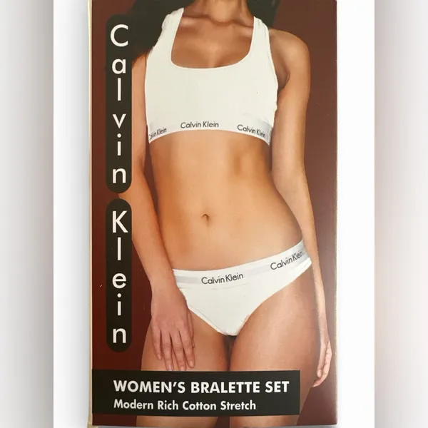 NWT Calvin Klein Women’s Bralette Set Modern RichCotton Stretch White M - Image 6