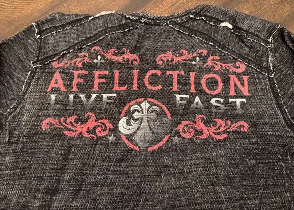 Affliction Reversible Thermal Shirt Mens XL Gray Long Sleeve Y2K Cyber - Image 12