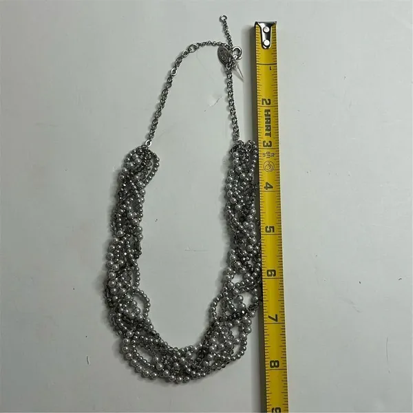 Loft Multi-Strand Gunmetal Tone‎ Necklace Simulated Pearls Rhinestones - Image 7