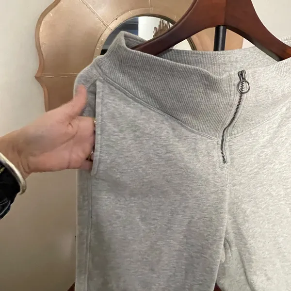 Aerie Light Gray Jogger Sweatpants Zip Up Casual Cozy Athleisure Normcore - Image 6