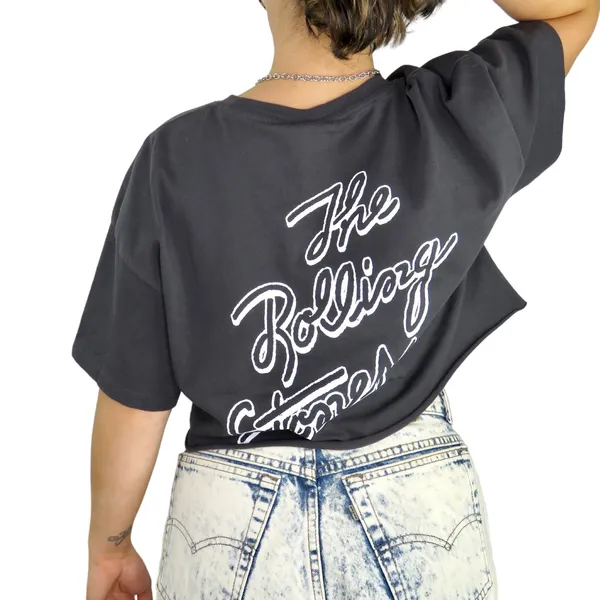 H&M Rolling Stones Graphic Crop Top Large Retro Rainbow Logo Crop Band Tee - Image 2