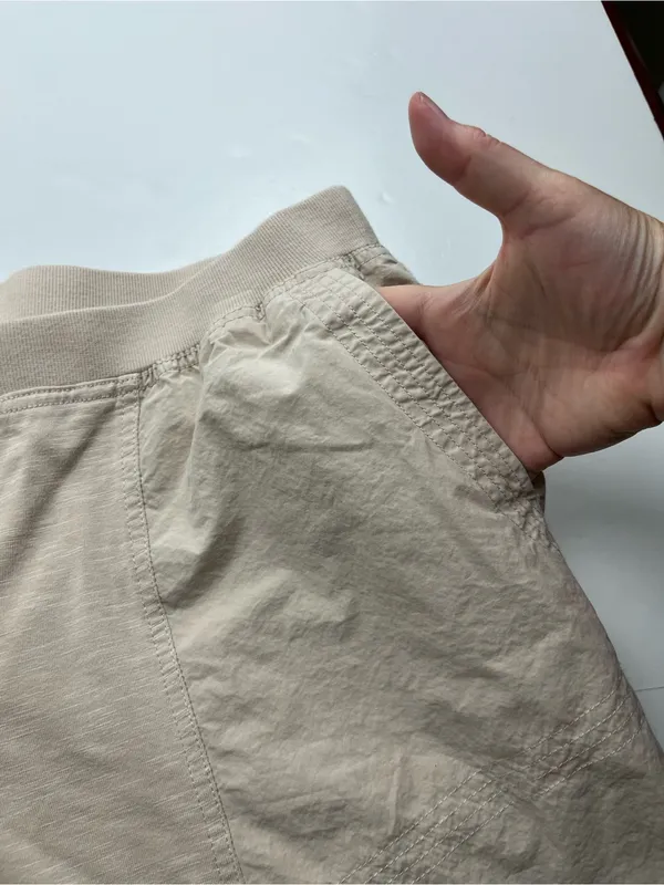 Daily Practice Beige‎ Cream Cropped Pants Womens Size Medium Petite Wide Leg - Image 11