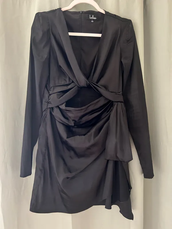 Lulus Black Long Sleeve Mini Dress - Image 3