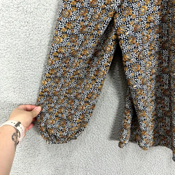 Wonderly Top Womens Large Brown Floral Long Sleeve Square Neck Dark Feminine‎ - Image 3