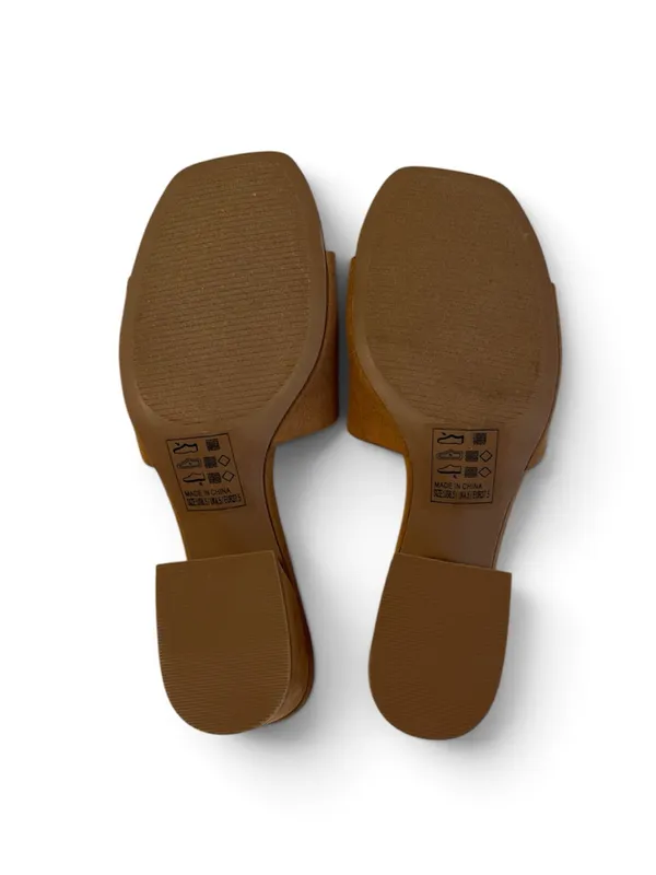 Qupid Tan Camel Faux Suede Block Heel Mule Slides Size US6.5/UK4.5/EUR37.5 - Image 6
