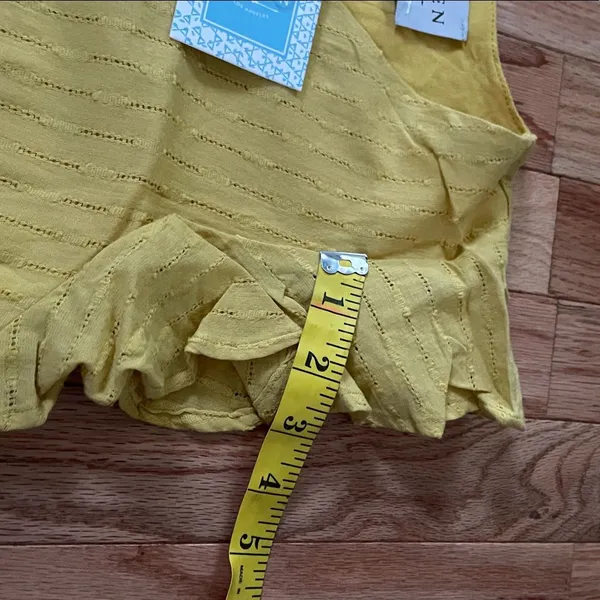 Hayden Mini Dress Womens Large Yellow Ruffle Sleeve Casual Boho Cottagecore NWT - Image 5